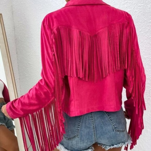 Fringe Trim detailed long sleeve Open Front Jacket - Picture 5 of 6